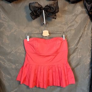 Red Strapless Peplum Top